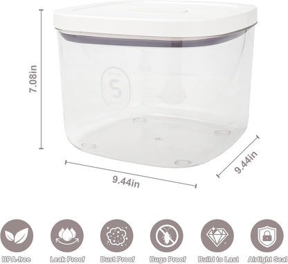 Airtight Rice Container with Measuring Cup, BPA-Free Clear PET Plastic Food Storage Container Pantry Organizers and Storage Sugar Cookies Flour Rice Container (5 L /5.28 QT)
