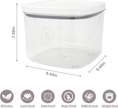 Airtight Rice Container with Measuring Cup, BPA-Free Clear PET Plastic Food Storage Container Pantry Organizers and Storage Sugar Cookies Flour Rice Container (5.6 L / 5.92 QT)
