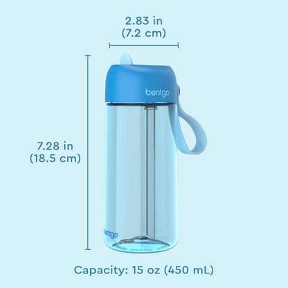 Bentgo Kids Water Bottle - Leak-Proof, Durable Tritan PFAS- & BPA-Free 15 fl oz, Kids/Toddlers Ages 3+ for School & Sports; Bite & Sip Spout, Carrying Handle, Dishwasher Safe (Unicorn)