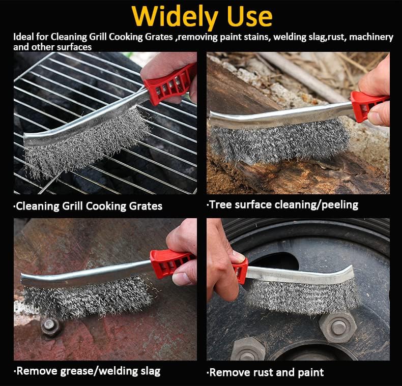 Grill Brush and Scraper with Handle, BBQ Grill Cleaning Brush for Grill Wizard Grate Cleaner, Safe Wire Stainless Steel BBQ Brush, Grill Cleaner
