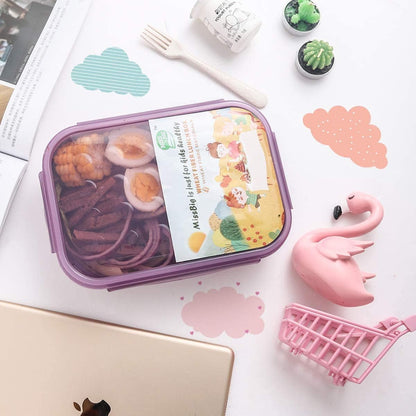 MISS BIG® Bento Box,Bento Box Adult,Lunch Box,Leak Proof Lunch Containers,No BPAs and No Chemical Dyes Bento Lunch Box,Dishwasher and Microwave Safe Lunch Containers for Adults(1900ml Gray)