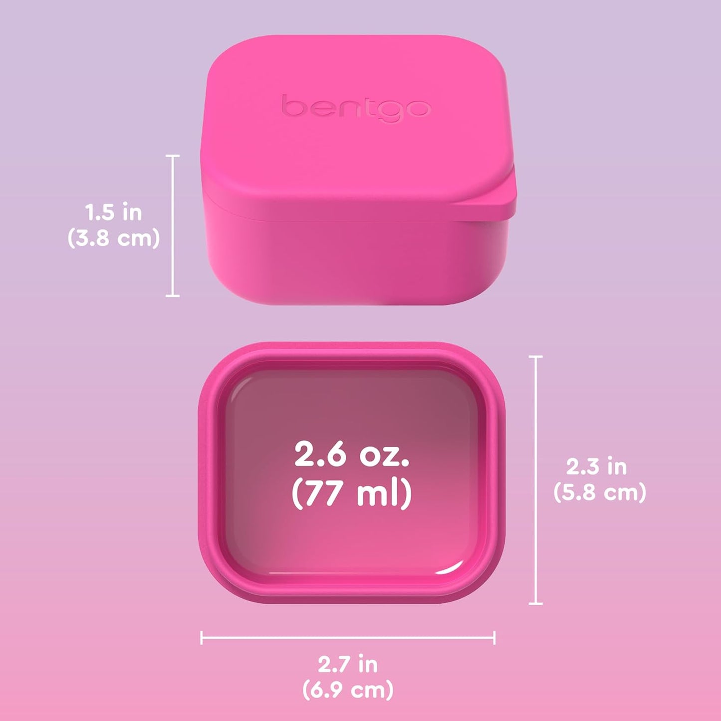 Bentgo Sidekicks 2-Pack Silicone Container Set - Dipping Sauce Cups for Condiments & Small Snacks, Reusable, Durable, & Leak-Proof Liquid Storage, Salad Dressing Container - 2.6 oz (Lavender & Pink)