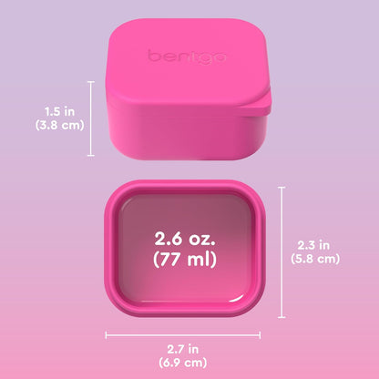 Bentgo Sidekicks 2-Pack Silicone Container Set - Dipping Sauce Cups for Condiments & Small Snacks, Reusable, Durable, & Leak-Proof Liquid Storage, Salad Dressing Container - 2.6 oz (Lavender & Pink)