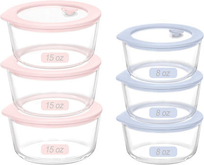 Urban Green Glass Food Container Set with Glass Lid, 5 Pack, Meal Prep Containers with Silicone Framed Airtight Lid, Leakproof, 100% Plastic Free