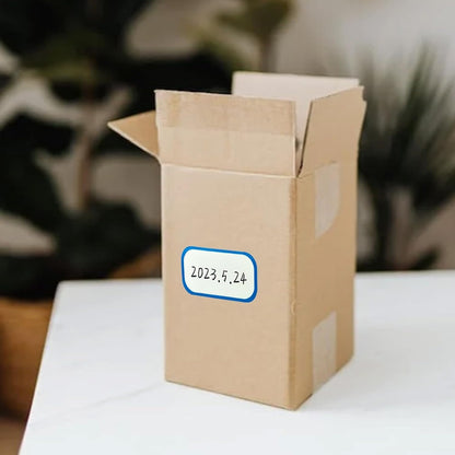 300 PCS Self-Adhesive Food Storage Bag and Container Labels Blank Write-On Date Stickers for Kitchen Organization Refrigerator Jars Boxes and Supplies Blue and White 2.5x5cm