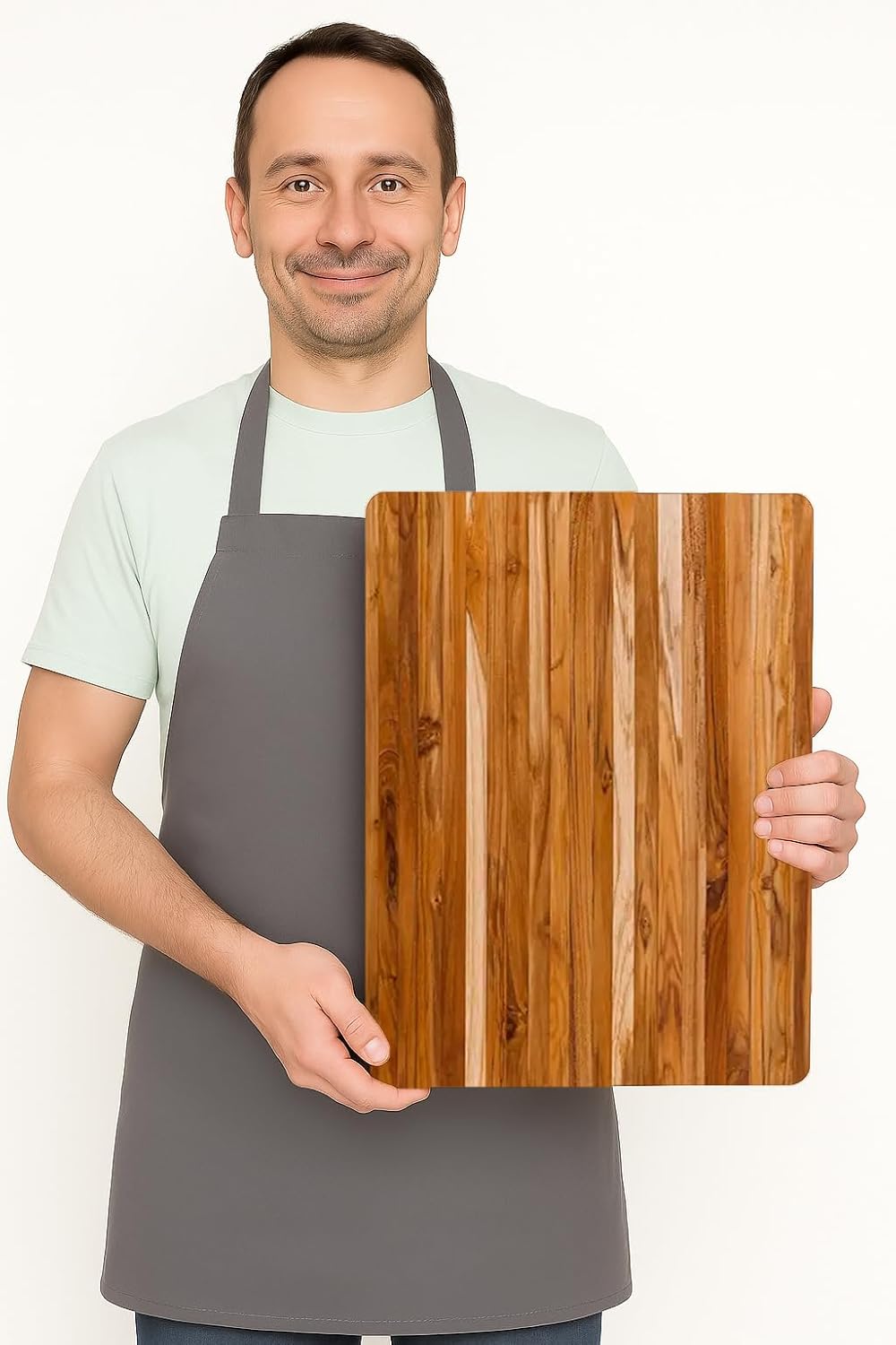 Teakhaus Edge-Grain Teak Wood Cutting Board with Grip Handles, Extra Large