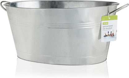 True Galvanized Tub, Large Ice Buckets for Parties, Beverage Cooler for Beer, Wine, Soda, Bottled Water, Rustic Beverage Tub, Drink Bucket for Indoor & Outdoor Party, 6.3 Gal (23.8 Liters), Set of 1