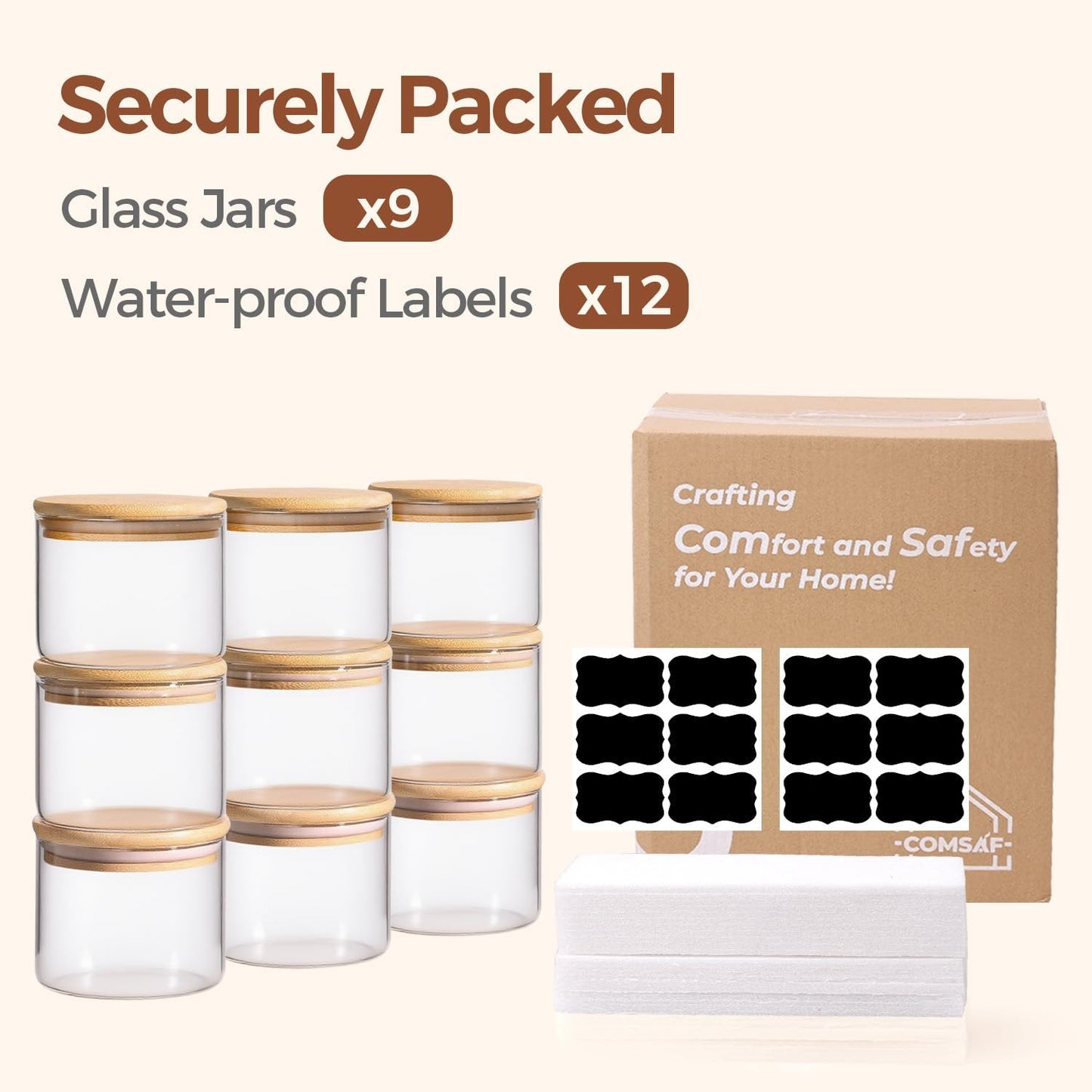 ComSaf 2Pcs Large Glass Storage Containers with Lids 4Qt, 1 Gallon Wide Mouth Flour Sugar Storage Containers, Large Capacity and Sealed for Rice, Cereal, Oat, Easy Clean and Scoop, Pantry Organization