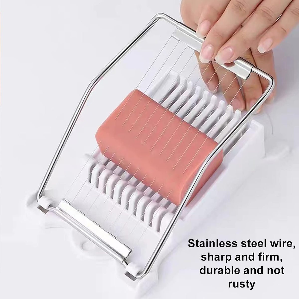 FENGCHEN Luncheon Meat Slicer, Spam Cutter with 10 Stainless Steel Wires, Slice Tool for Boiled Eggs, Banana, Avocado, Black