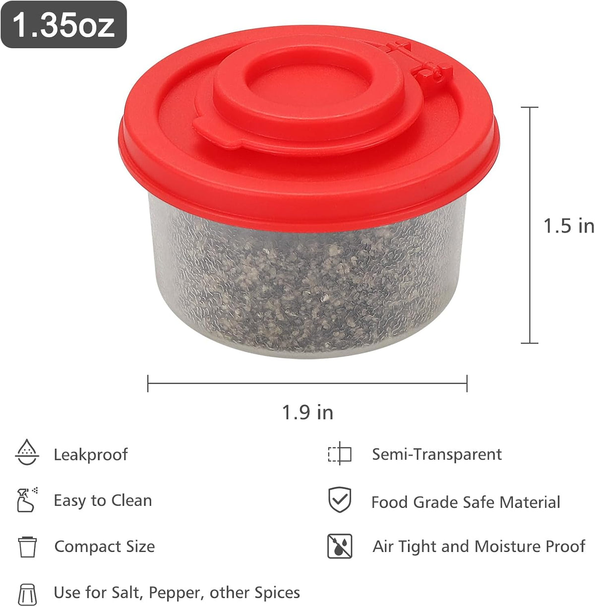 Accmor Salt and Pepper Shakers, Mini Salt Shaker to go Moisture Proof Salt Pepper Shakers Spice Container Dispenser for Camping Picnic Lunch Boxes Travel Kitchen