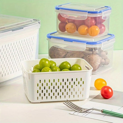 2 Pcs Fruit Storage Containers for Fridge with Removable Colander & Lid
