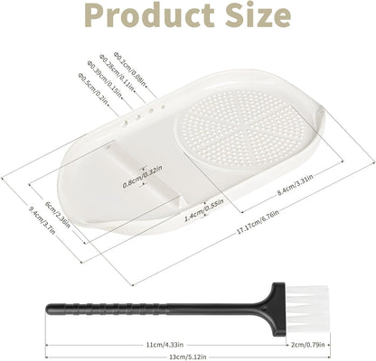 WhiteRhino 4 in 1 Ceramic Garlic Grater with Egg Cracker,Spoon Rest and Herb Stripper, Ginger Grater Plate for Grinding Wasabi Fruits Vegetables Ginger Garlic Cheese(6.76inx3.7in)