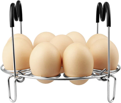 Steamer Rack Trivet with Heat Resistant Silicone Handles Compatible with Instant Pot Accessories 6 Qt 8 Quart, Stainless Steam Rack Pressure Cooker Trivet - Long Handles for Easy Chicken & Pot Removal