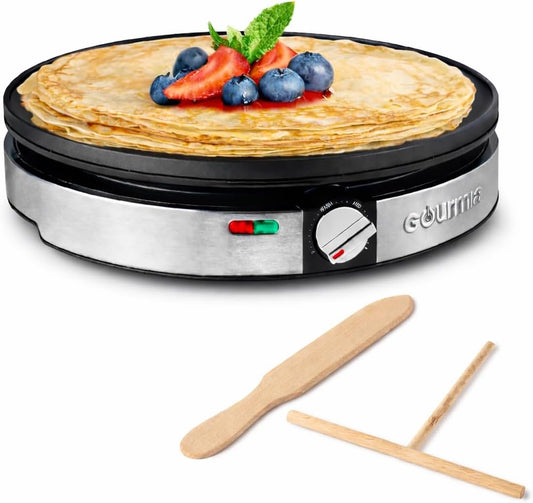 Gourmia Crepe Maker - 12” Nonstick Griddle with Temperature Control