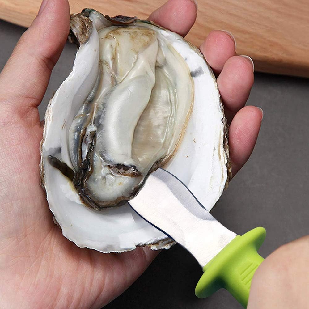 DRAGONFRUITEE Oyster Shucking Knife, Commercial Grade Clam and Shellfish tool With Ergonomic Grip And Anti-Slip Handle, Good For Home Restaurant Kitchen And Outdoor Use, Yellow/Silver (1 Count)