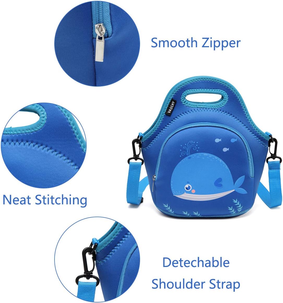 VASCHY Lunch Bag for Kids, Insulated Neoprene Lightweight Lunch Box Bag for Children Boys and Girls School Daycare Kindergarten Dinosaur