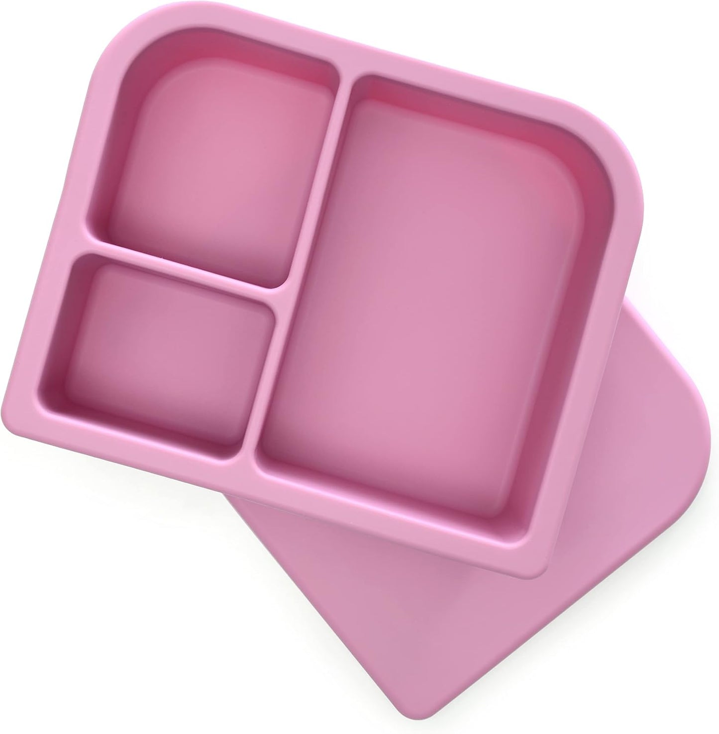PrimaStella Unbreakable Silicone Lunch Box for Kids and Adults - Divided Leak Proof Bento Box (Slate Blue)
