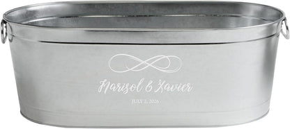 Let's Make Memories Personalized Beverage Tub - Custom Beverage Tub - Customize With Name & initial - Galvanized Drink Tub - 20 ¾"L x 11 ¾"W x 7" H - 5.5 Gallons