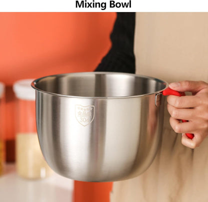Stainless Steel Mixing Bowl, Non Slip Mixing Bowls with Handle and Pour Spout for Kitchen Egg Whisking Salad Serving Baking Cooking (3600ML)