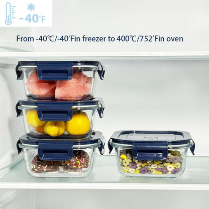 16oz Square Glass Food Storage Containers With Lids, 2 Cup Square Glass Food Containers With Lids, BPA free Small Meal Prep Bowls for leftovers, Dishwasher, Freezer Safe (8Pack)