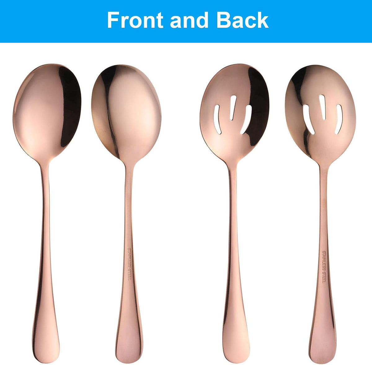 Serving Spoons Set, 8.7 Inch Serving Spoon, Slotted Spoons, Gold