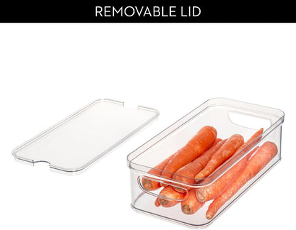 iDesign Stackable Fridge Organizer Bins with Lids for Fresh Produce - Set of 6 - Clear