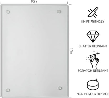 JAMBALAY Tempered Glass Cutting Boards for Kitchen, 16"x12" Clear Glass Cutting Board Set, 2Pcs Chopping Board with Rubber Non Slip Feet, Heat Resistant, Shatter Resistant, Dishwasher Safe