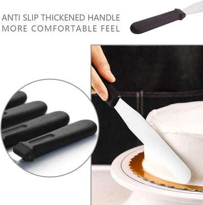 Offset Spatula,Black Stainless Steel Offset Spatula (2 Pack,6in+8in Curved)
