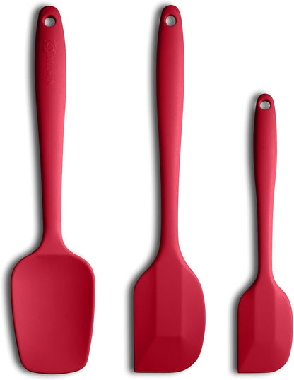 Silicone Spatula 3-piece Set, Ergonomic Handle High Heat-Resistant Spatulas, Non-stick Rubber Spatulas with Stainless Steel Core, Black