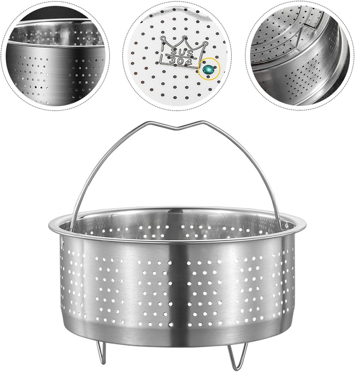UPKOCH Mesh Strainer Steamer Basket Stainless Steel Vegetable Steamer Basket Steam Cooking Insert for Dumpling Steaming Basket with Handle for Veggie Fish Seafood Cooking, 20cm