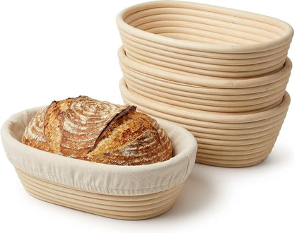 Nalcant 4 Pack Oval Banneton Proofing Basket Set, 10 Inch