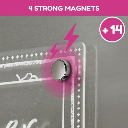 CHALKY CROWN Acrylic Magnetic Weekly Planner for Fridge - Menu Board for Kitchen with 8 Magnetic Markers - Weekly Meal Planner for Fridge with Grocery List & Notepad - Menu Planner (14.5x10.2)