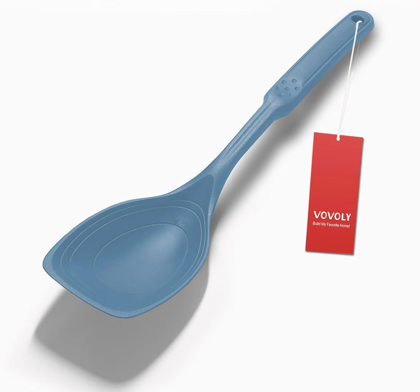 Large Silicone Cooking Spoon, Non-Stick Solid Spoon set with Deep Bolw and Measurement Mark for Mixing, Serving, Draining, Scooping, Scraping, Heat Resistant Kitchen Utensils, Black