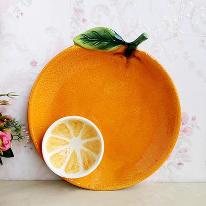 Ceramic Yellow Orange Chip and Dip Serving Trays, Appetizers and Cheeses Serving Platter, Ideal for Snacks, Veggies, Fruit -10 inches