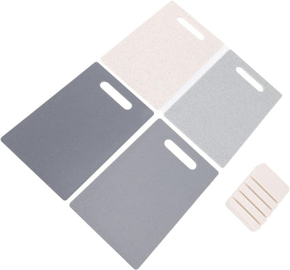 4 Piece Color Coded Cutting Board Set, Non Slip Kitchen Chopping Boards with Holder Stand, Dishwasher Safe Food Grade PP Plastic for Meat Fish Vegetables