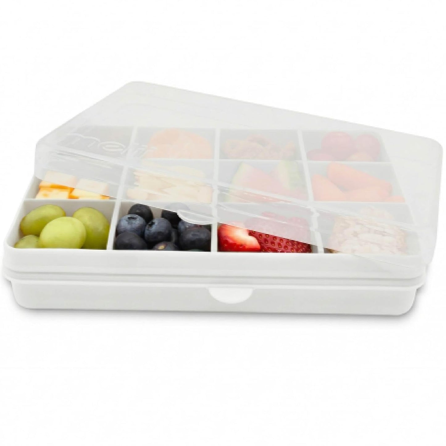 melii Snackle Box |12-Compartment Snack Container with Removable Dividers, BPA-Free Food Storage for Travel, School & On-the-Go Snacks, Kids & Family Organizer (Grey)