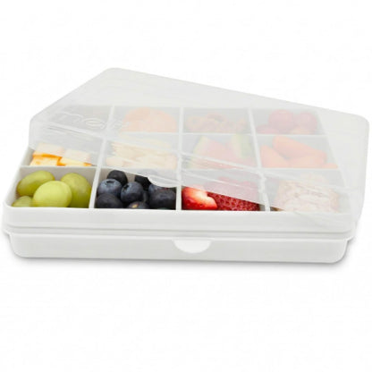 melii Snackle Box |12-Compartment Snack Container with Removable Dividers, BPA-Free Food Storage for Travel, School & On-the-Go Snacks, Kids & Family Organizer (Grey)