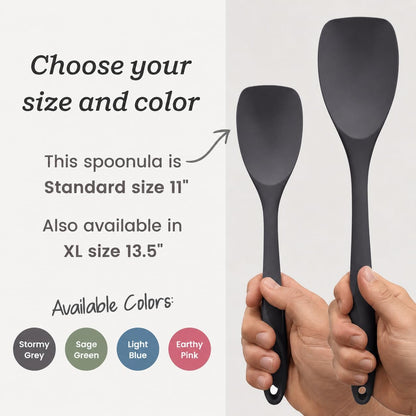 StarPack Silicone Spoonula The All-Rounder 11 Inch - LFGB Spoon Spatula, 600°F Heat Resistant, BPA-Free - One-Piece Seamless, Dishwasher Safe - for Nonstick Cookware, Sage Green