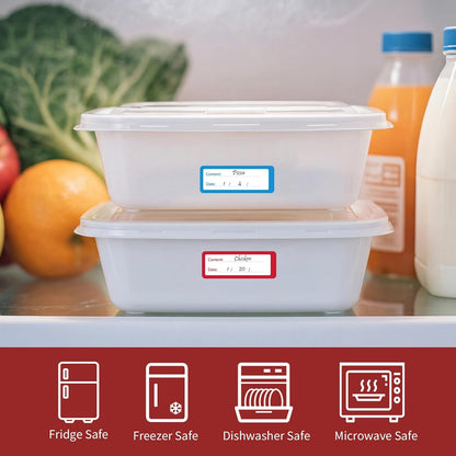 1000 PCS Removable Freezer Labels with Dispenser - 1" x 3" Food Labels for Containers Freezer Tape, Easy to Peel Off, No Residue (Blue+ Red)