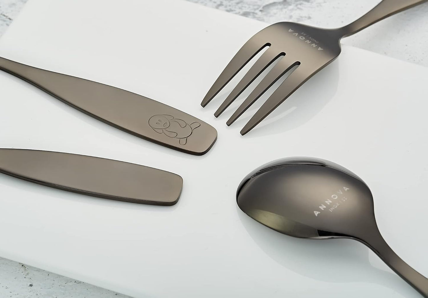 ANNOVA Kids Silverware Children's Safe Flatware Set Stainless Steel - Children Forks, Children Tablespoons, Toddler Utensils, Metal Cutlery Set for LunchBox (Rainbow, 6)