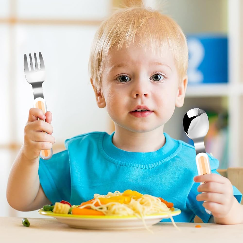 Personalized Stainless Steel Kids Utensils Set Custom Name on Kids Forks Knife and Spoons for 3 Pcs Kid Cutlery Set with Case (Truck)
