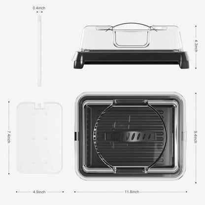 Chilled Portable Serving Tray Platterbox with Reusable Ice Pack with Lid Shrimp Cocktail Serving Dish Platter Cold Food Buffet Server for Appetizer Veggie Fruit Food Parties Outdoor Picnic, Green