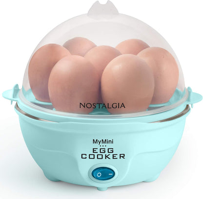 Nostalgia Retro Electric Large Hard-Boiled Egg Cooker, 7 Capacity, Poached, Scrambled, Omelets, Whites, Sandwiches, for Keto & Low-Carb Diets, Aqua