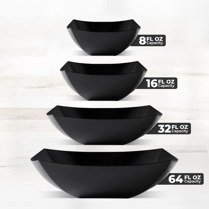 Posh Setting - White Plastic Square Serving Bowls for Party (16oz - 4 Pack), Disposable & Candy Containers for Party Table & Buffet