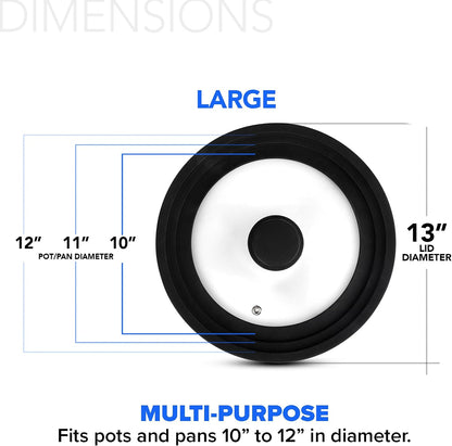 Large Silicone & Glass Universal Lid (10.5 to 12 Inches) - BPA-Free Silicone Lid with Stay Cool Handle & Tempered Glass Top - Dishwasher Safe - Universal Lid for Pots, Pans, Skillets, Cast Iron