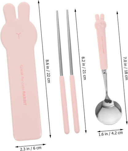 Garneck Portable Cutlery Set for Boys and Girls Lunch Box Utensils Spoon Chopsticks Reusable Silverware Set Case Travel Silverware Stainless Steel