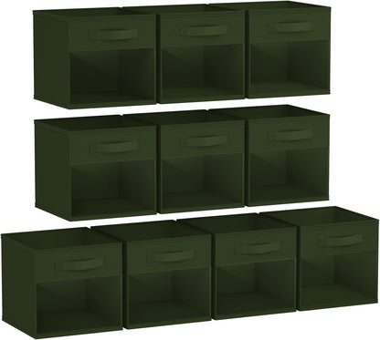 DIMJ Storage Cubes, 11x 11 inch Cube Storage Bin, 6 Pack Closet organizers and storage Bins with Window, Collapsible Baskets with Handle for Shelves, Clothes, Toys, Books (Grey)