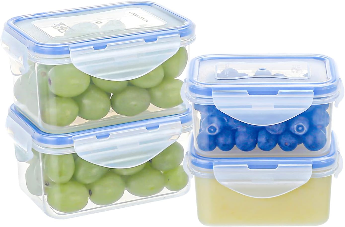 KIGI Airtight Reusable Meal Prep Containers, Leak-Proof & Stackable, 4-Sided Locking Lids, Ideal for Food Storage, Lunch & Leftovers, Microwave, Freezer & Dishwasher Safe, 39 oz, 4.8 Cup, 12 Piece Set