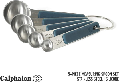Calphalon Prime Measuring Cups, Kitchen Measurement Cup, 4-Piece Stainless Steel Kitchen Measuring Cup with Navy Silicone Handle Accurate, Durable for Dry and Liquid Ingredients