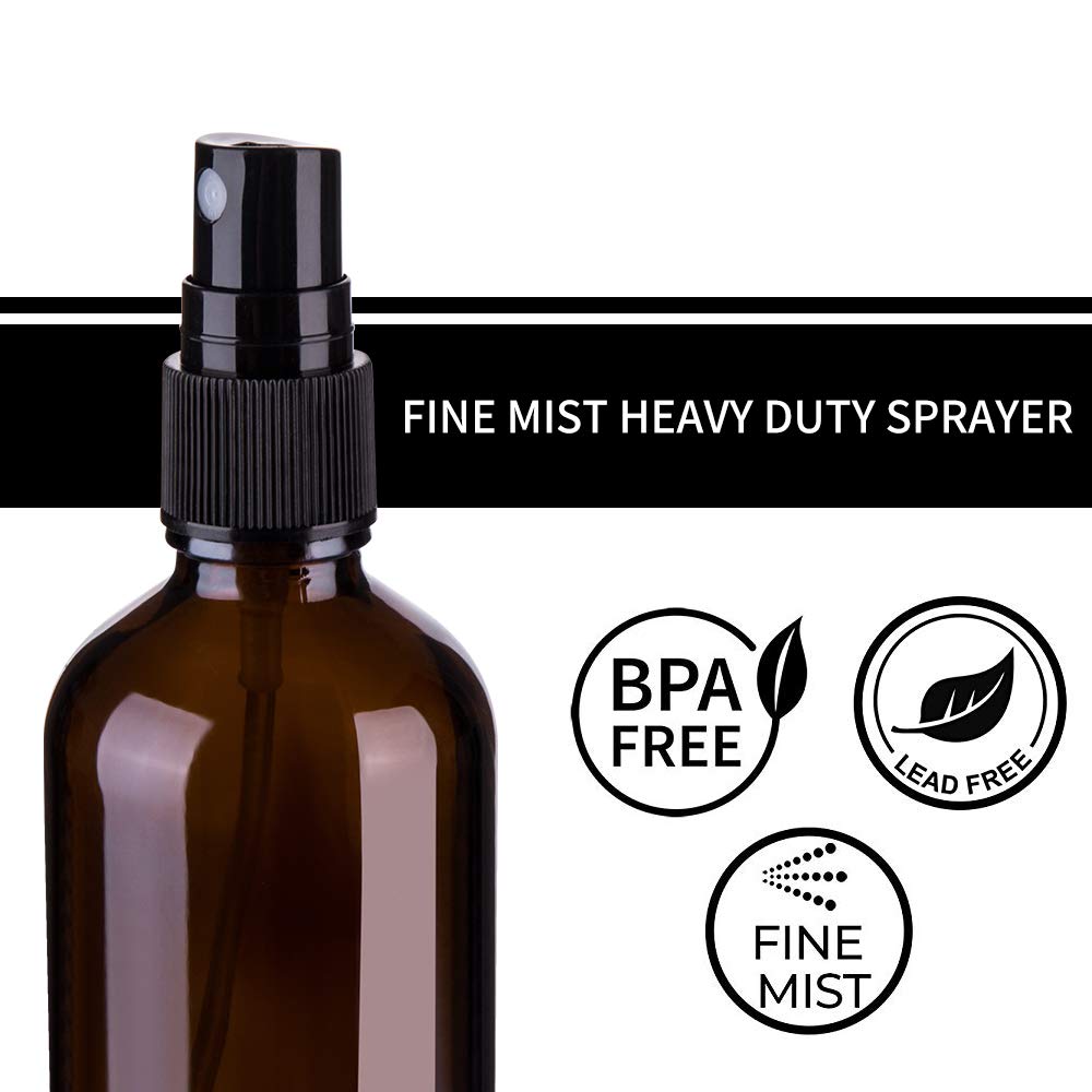 Hydior Amber Glass Spray Bottles for Essential Oils, 4oz, 2 Pack